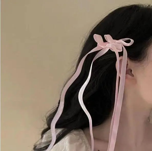 Vintage Ribbon Long Bow Hair Clip Trend Long Ribbon Hairpins Barrettes Headband For Women Girl Hair Accessories Wedding Jewelry