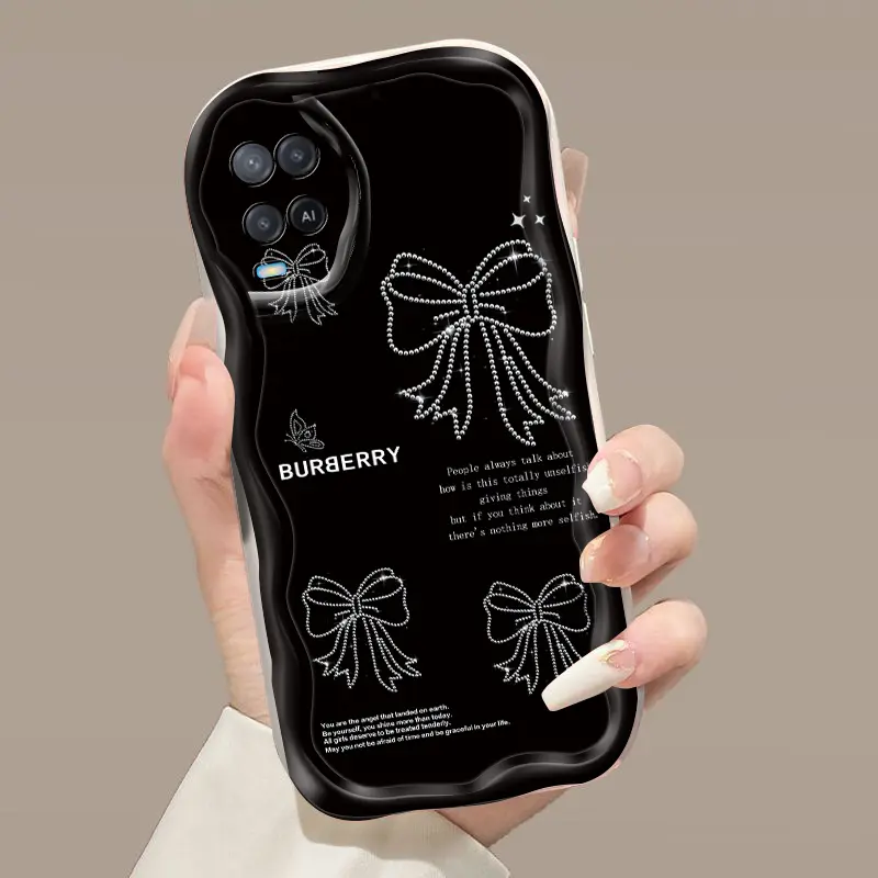 Casing Hp OPPO A54 4G Case garis hitam pola busur kupu-kupu HP Casing ponsel dengan Softcase desain anti drop silikon Kesing