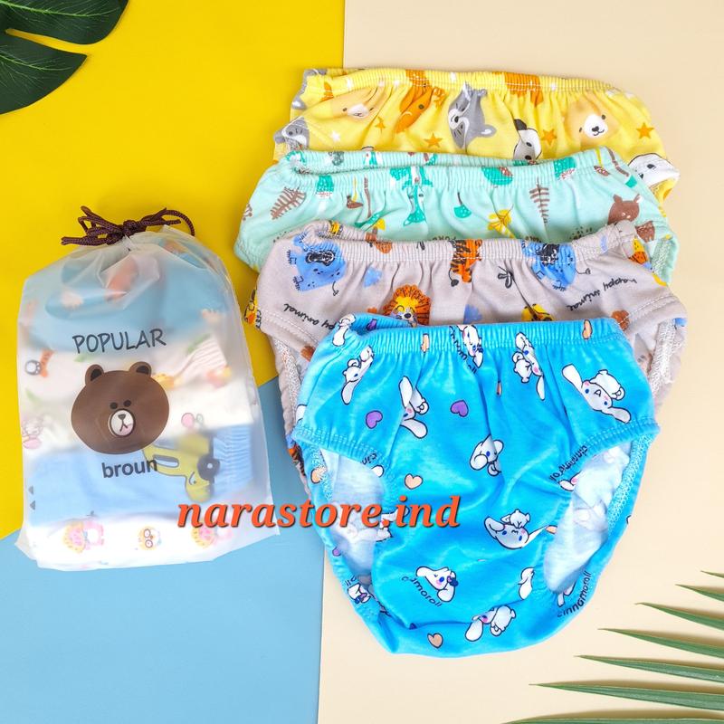 12 Pcs Celana Dalam Anak Laki-Laki dan Perempuan 1-6 tahun Motif dan Warna Lucu 3