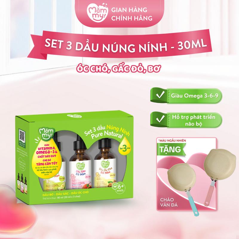 Set 3 Dầu Ăn Dặm MĂMMY Cho Bé (Cá Hồi, Hạt Lanh, Olive, Óc Chó, Gấc, Bơ) Bổ Sung DHA, Omega Giúp Cho Bé Từ 6 Tháng Phát Triển Trí Não, Chai 30ml [CVD]