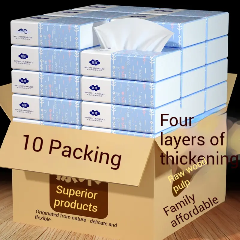 10-Pack Hypoallergenic Facial Tissues Bulk Box - 300 Sheets per Pack, Ultra-Soft & Durable for Home/Office Use (Bulk Supply)