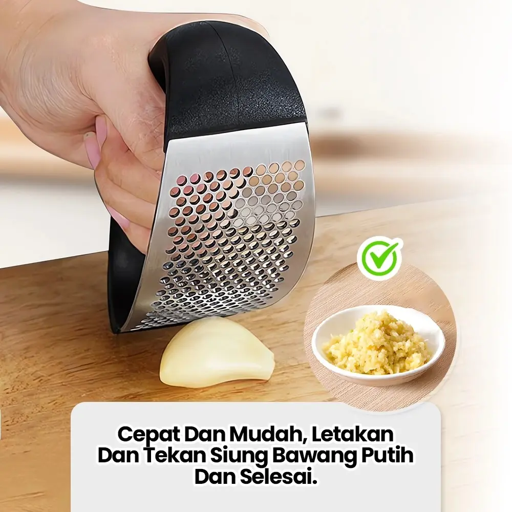 Alat Penghancur Bawang Putih Merah Stainless Steel Gagang Plastik Garlic Press Crusher Penghalus Penggerus Kunyit Jahe