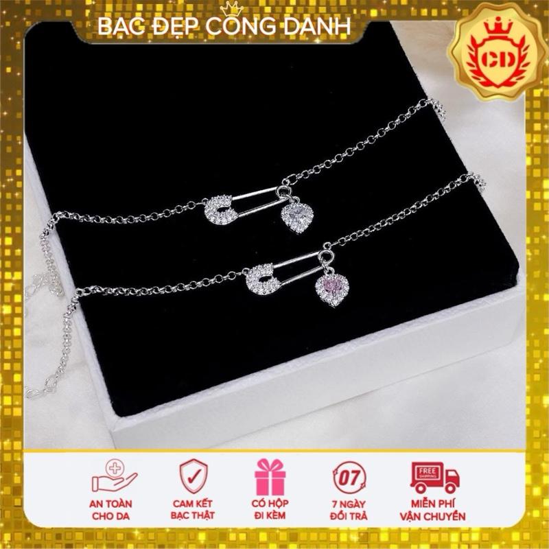 Lắc tay ghim băng Safety Pin bạc ta BĐCD