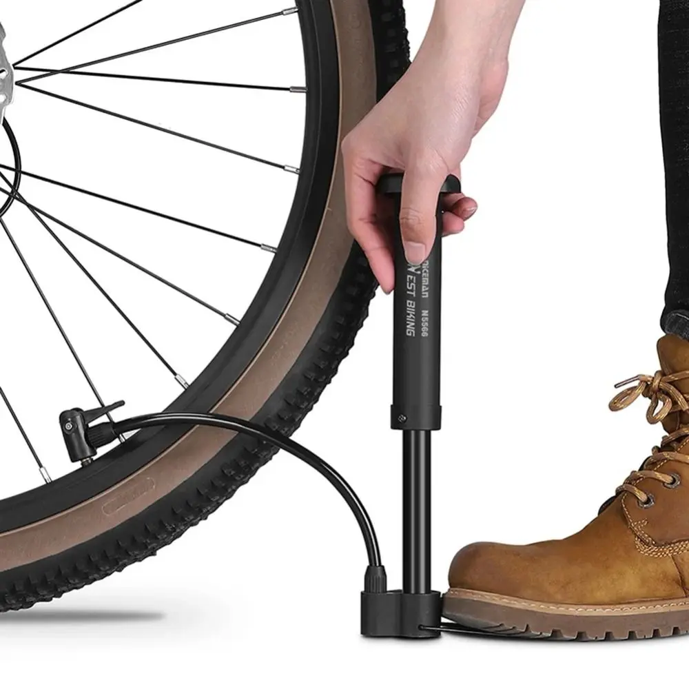 New PP Steel Bike Air Pump Lightweight Portable Manual Air Pump Black Red Blue Yellow Bike Tire Inflator