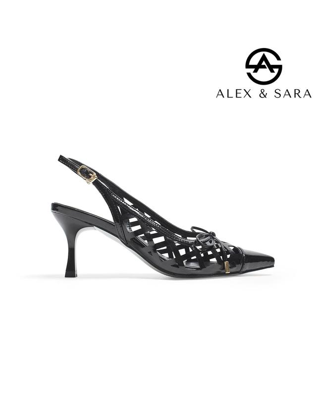  LT119- Giày Nữ Cao Gót Mũi Nhọn Đan Lưới Nơ Xinh – Quyến Rũ Alex & Sara 