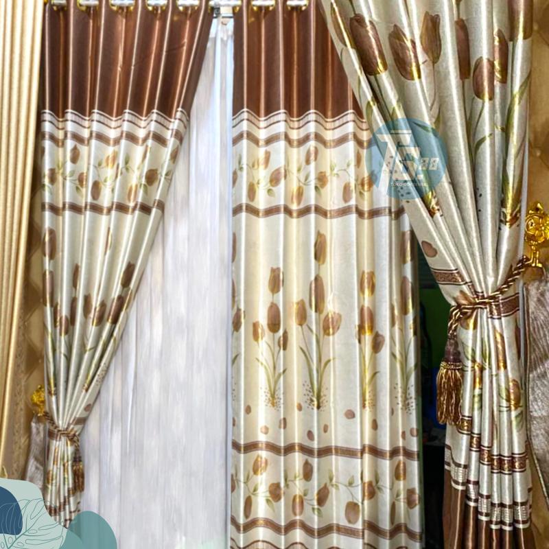 Product Introduction of GORDEN JENDELA BLACKOUT PREMIUM MOTIF BUNGA TULIP MENGKILAP TINGKAP SMOKRING 6 GELEMBUNG BAHAN TEBAL DAN HALUS COKLAT Curtain 1