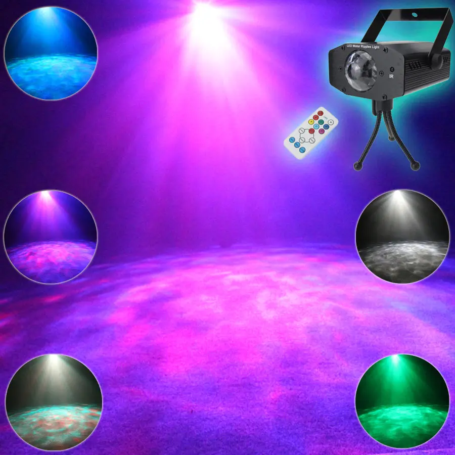 ESHINY Mini RGBW LED 7 Colors Remote Moving Watermark effect atmosphere lights Club Bar Coffee Shop Dance Disco Home Party Xmas DJ Stage Light Tripod R3