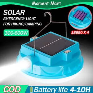 Moment Mart Lampu LED Emergency UFO M-100 600W Solar Panel 400W Baterai 18650x4 Tahan Air IPX4 Cocok untuk Berkemah & Camping