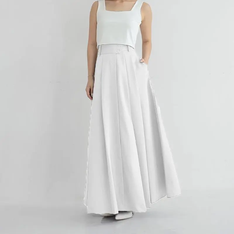 Louvee - Flowy Skirt Rok Wanita Rempel A Line Maxi kekinian style Wanita Panjang Tebal Waist Premium Casual 4