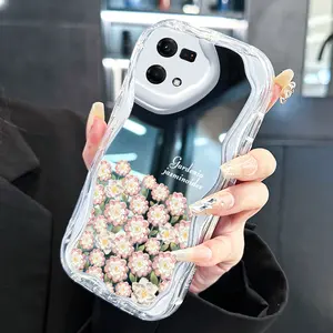 Casing Hp Untuk OPPO Reno 7 4G Reno 8 4G F21 Pro F21s Pro Reno 4 Pro Reno 6 Case Pola Gardenia Kartun Casing ponsel silikon kasing Anti guncangan Cesing cermin modis Untuk Wanita Softcase Kesing