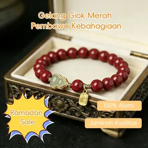 [ Ramadan Sale ] 100% Alami Gelang Wanita Batu Giok Merah Alami Batu Permata Bahan Anti Alergi COD Garansi Original Barang Asli