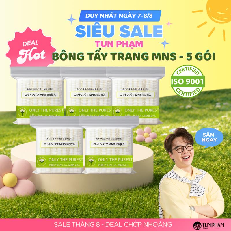 Bông tẩy trang MNS 180 miếng mềm mịn tự nhiên, Bông tẩy trang cao cấp ISO