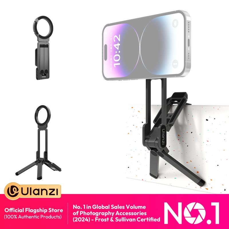  Giá Đỡ Điện Thoại Từ Tính ULANZI dành cho iPhone Giá đỡ điện thoại Cầm Tay MA38 Giá ba chân mini cho Magsafe Từ tính mạnh hai mặt Lỗ định vị Arri 1   4 " Móc Có Thể Gập Lại Tương thích với iPhone 16 15 14 13 12 Màu đen 