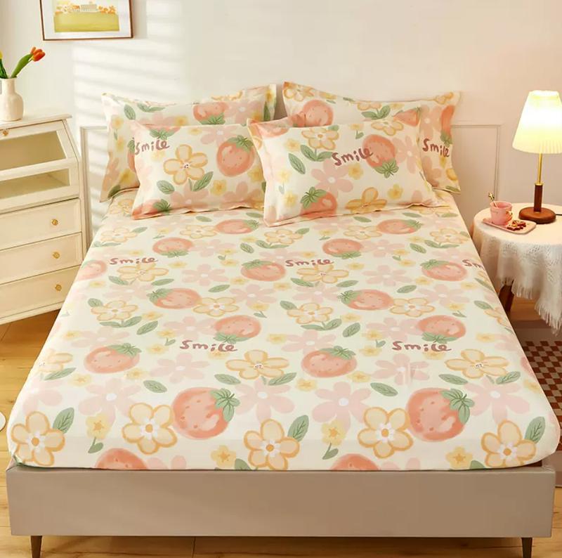 Product Introduction of Pure Cotton Fitted Sheet and 2pcs Pillowcases Kids Mattress Cover Protector Four Corners with Elastic Band 16 Sizes 100% Cotton 16