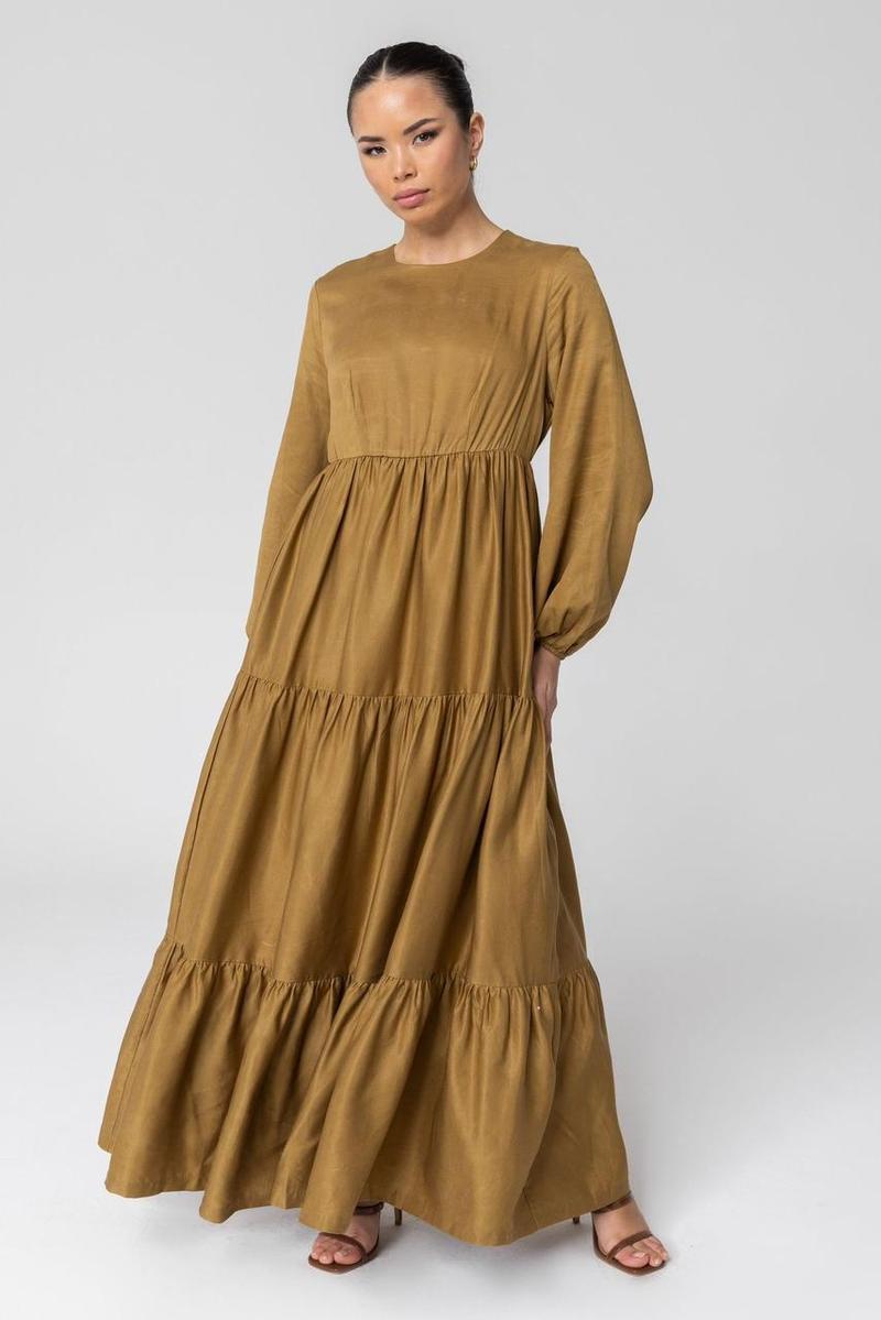 Product Introduction of Baju muslim wanita drees 3 dara/susun katun linen rayon twill premium Nyaman Dress 4