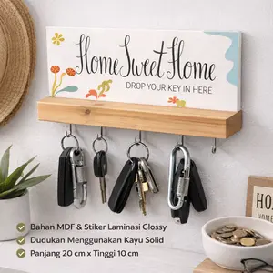 ROTA - Tempat Gantungan Kunci Dekorasi Perlengkapan Organizer Hiasan Dinding Wall Besi Kayu
