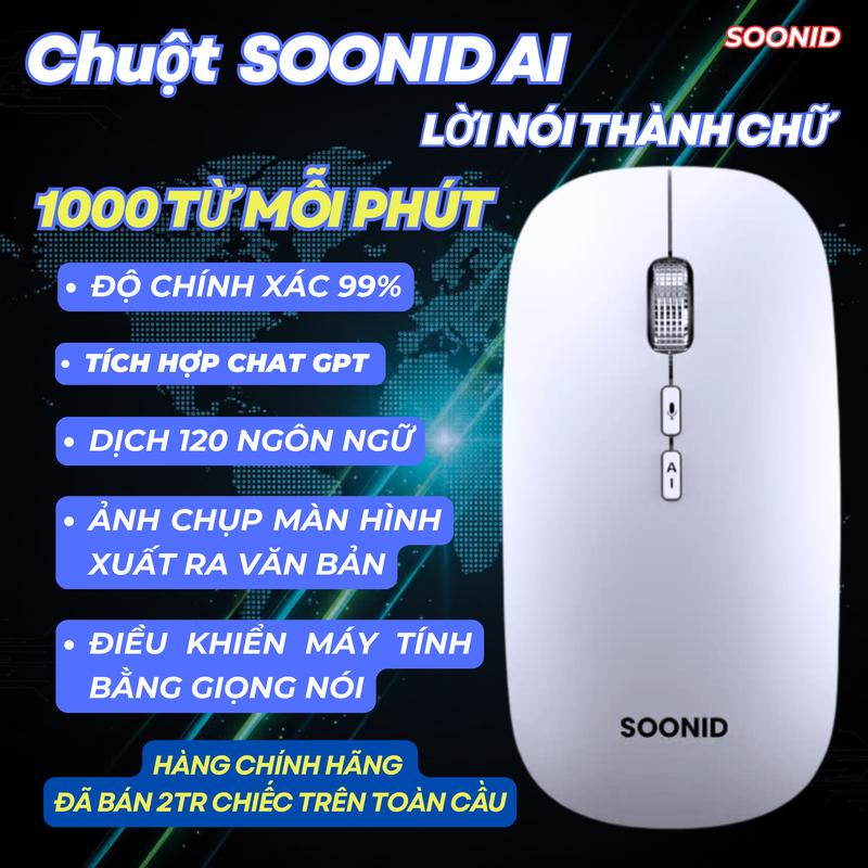 Chuột SOONID AI, Nói Ra Chữ ,Chuyển Giọng Nói Thành Văn Bản, Dịch Thuật Đa Ngôn Ngữ, Chat GPT, Phiên Dịch,Có AI, Không Dây, Bluetooh, Sạc Pin | BigBuy360 - bigbuy360.vn