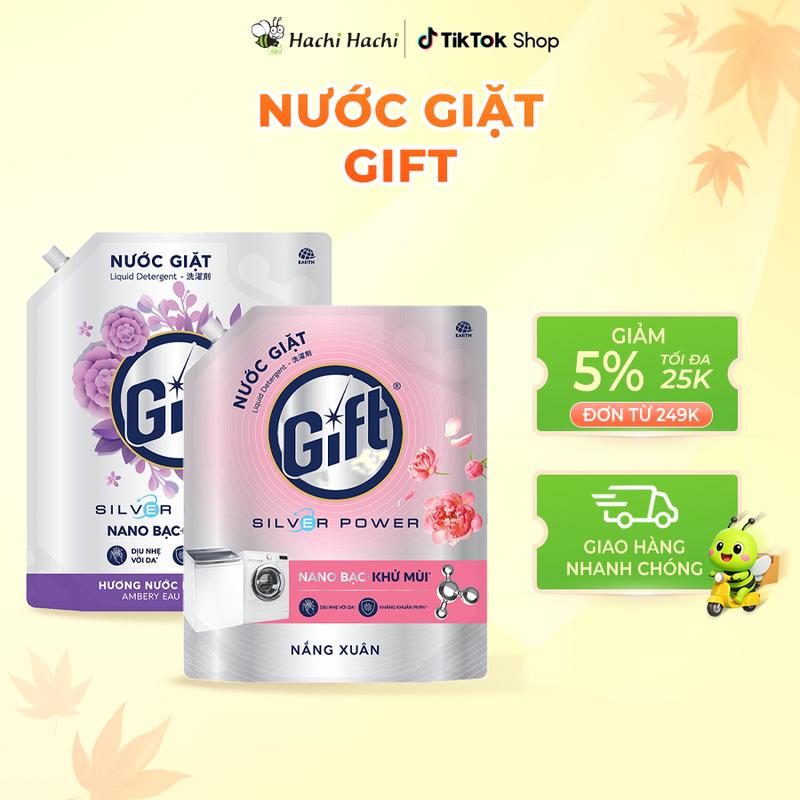 Nước giặt Gift Hương nước hoa Ambery túi 3.6kg , Nắng Xuân Nano bạc kháng khuẩn khử mùi 3,6kg (Túi refill) - Hachi Hachi Japan Shop