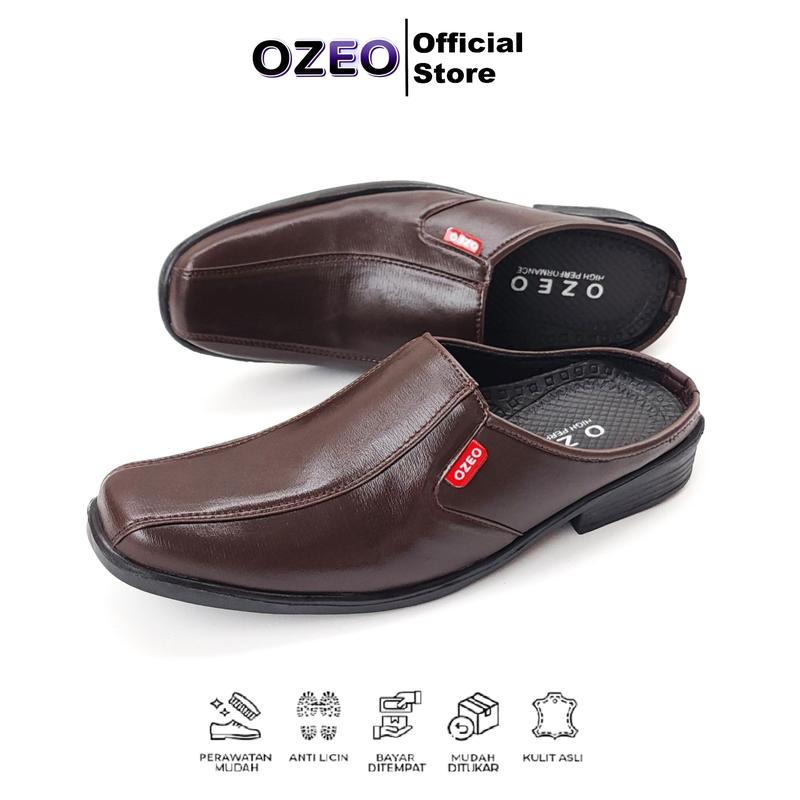 Ozeo - Sepatu Pantofel Pria Dewasa Sandal Pantofel Cowok Sepatu Kulit Formal Kasual Sepatu Kerja L-501 1