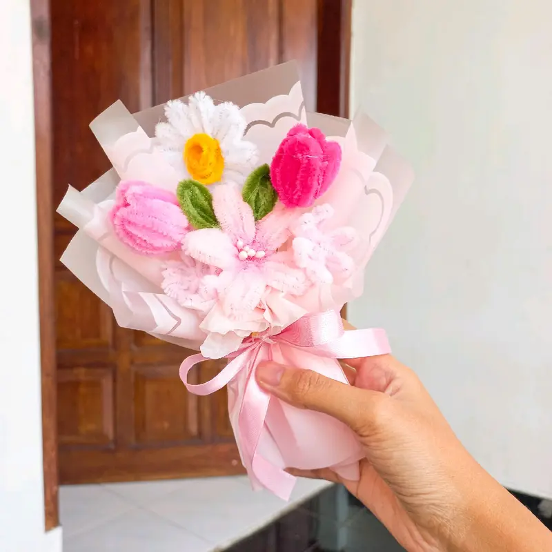 Buket mini cantik kawat bulu murah meriah 3