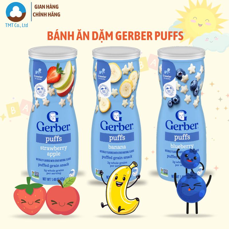 Bánh snack ăn dặm Gerber Puffs chính hãng đủ vị nhập khẩu Mỹ hũ 42g hình ngôi sao