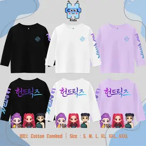 HCOOLKIDS Kaos Anak Gambar Huntrix LENGAN PANJANG 1Distro 30s Sablon-Fashion Anak Bahan Lembut Nyaman Size S-XXXL 100% Cotton Combed - Cewe