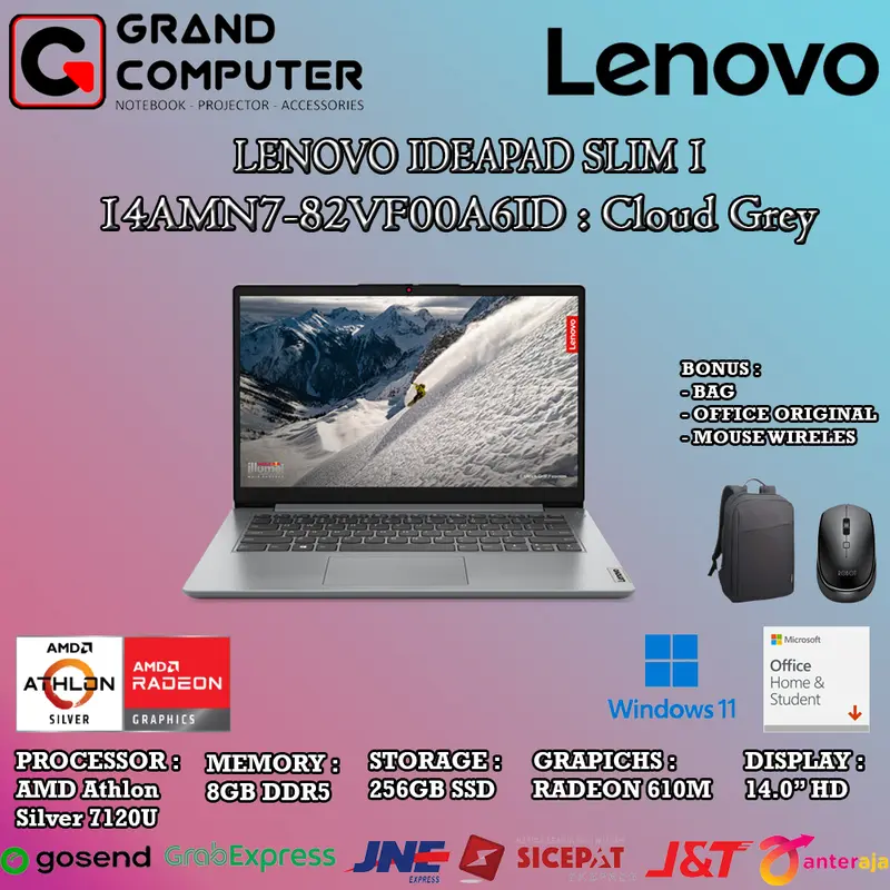 LENOVO IDEAPAD SLIM 1 14AMN7-A6ID Athlon Silver-7120U 8GB 256GB SSD 14″ HD Win 11 OHS 0