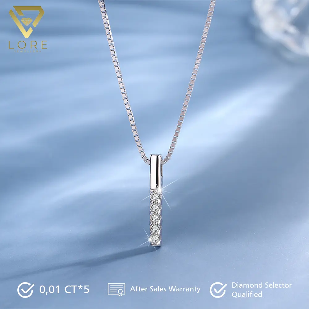 Lore Jewellery - Kalung Moissanite Lapis Emas Putih 18K - Lexy Simple Moissanite Necklace 0.05 CT