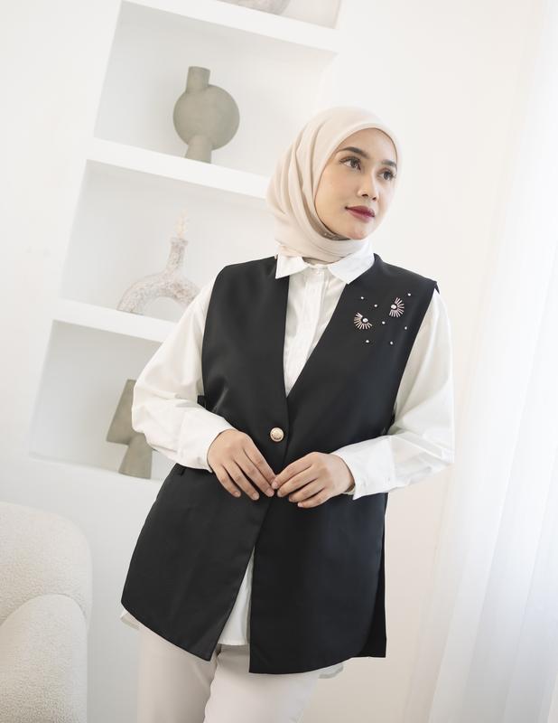 Butikchlaris - Mine Vest Payet Outer Rompi Wanita Beads Atasan Casual Basic 3