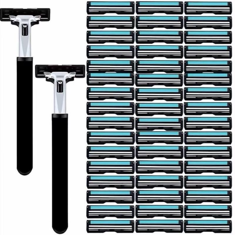 Set 72 Đầu Dao Cạo Râu Thay Tiện Lợi Kèm 2 Thân Tay Cầm Tặng Kèm 2 Tuýp Kem Cạo Râu - LaCa Gia Dụng