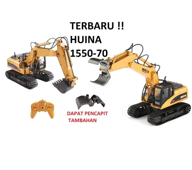 Mainan RC Huina 1550 VS 1550-70 RC Car Excavator 15c 1/14 Scale 1