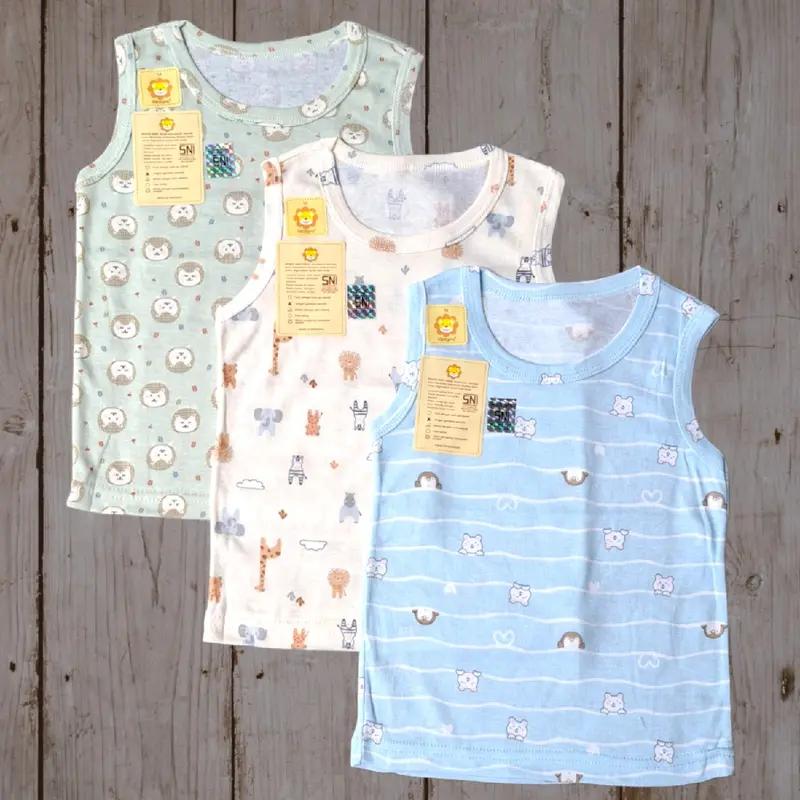 RIDGES !! (( 3pcs )) singlet bayi ridges kutung motif full print warna s m L xl xxl 0-48 bulan singlet bayi lucu murah kutung 5
