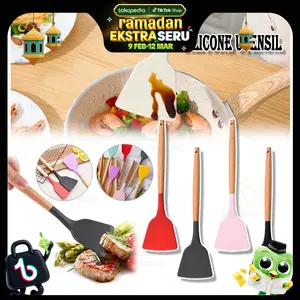 (COD )Silicone Utensil Spatula / Spatula Silicon /Utensile Turner / Sutil Silikon Tahan Panas