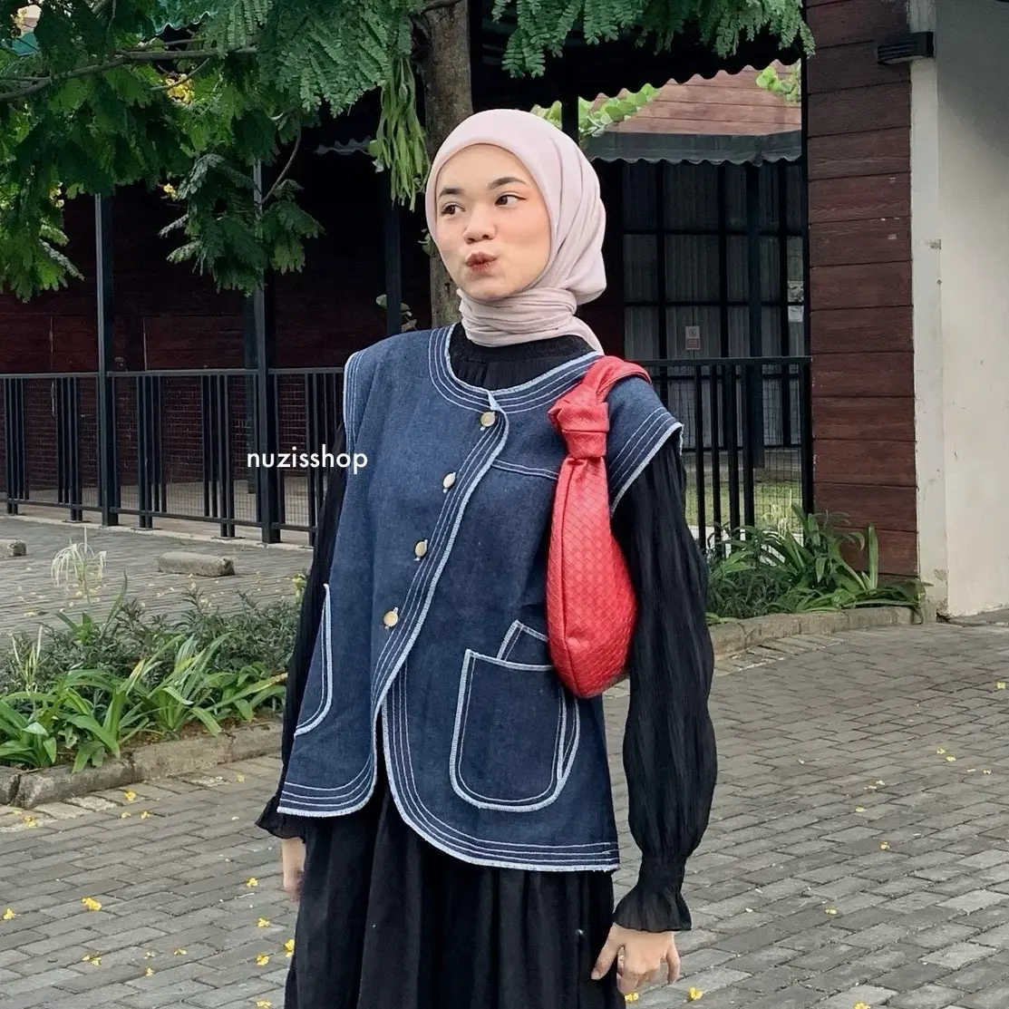 NUZI - Yongjin Vest Jeans Premium Kemeja Rompi Oversized Woman Import Korean Style Sleveless