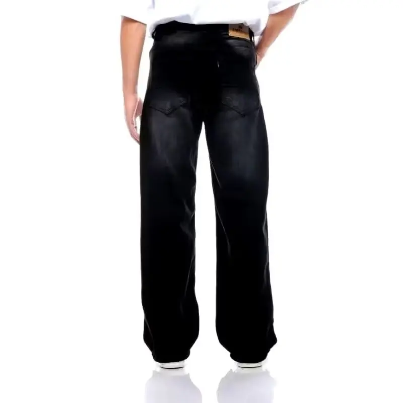 Celana Jeans Wide Leg Wisker Lebar Gombrong Skena Black Wisker pria loose fit jumbo big keren Bahan Denim Unisex Panjang Hitam Straight Denim 13 OZ Non Skinny - Oversize 3