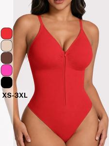 Body moldeador sin costuras y suave para mujer – con cremallera frontal, tirantes finos y sin marcas de braguita, ideal para uso diario