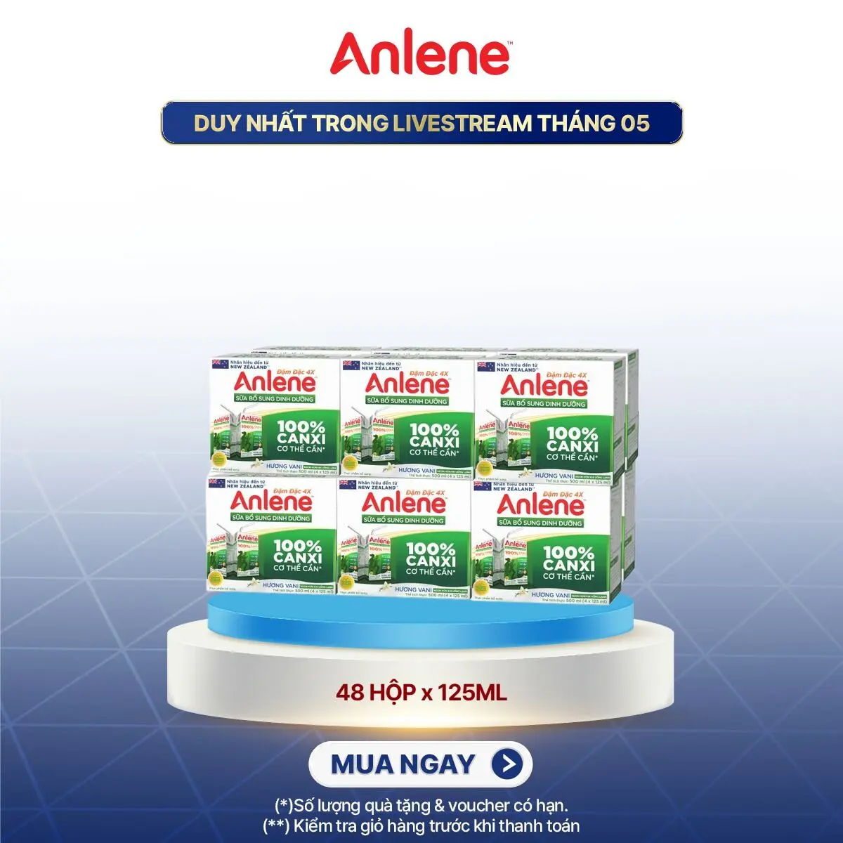 Thùng 12 lốc sữa nước Anlene Concentrate Vanilla Milk 4x125ML