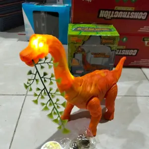 Mainan dinosaurus telur+daun bisa jalan-bertelur ada lampu dan suara