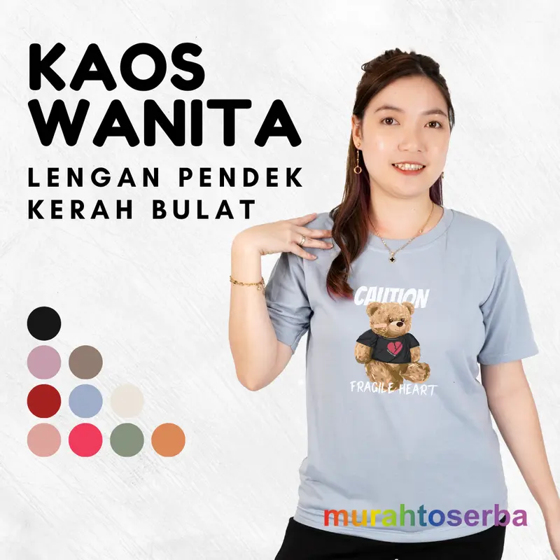 90rban Dapat 6 Pcs Kaos Wanita Motif Caution Lengan Pendek Bahan Babyterry Slim-fitting Cocok Untuk Santai Baju Lembut Atasan Cewek Oblong 0