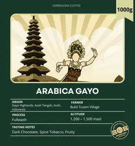 Kopi Arabica Aceh Gayo Biji dan Bubuk | Coffee Beans Kopi Single Origin Full Wash by Herbaloka Coffee