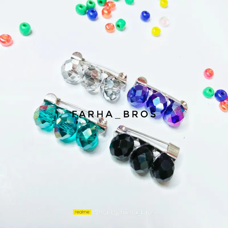 Bros Hijab Kristal Ceko Mutiara Sintesis - 12 Pcs - Elegan, Hadiah Souvenir Aksesoris dagu 2