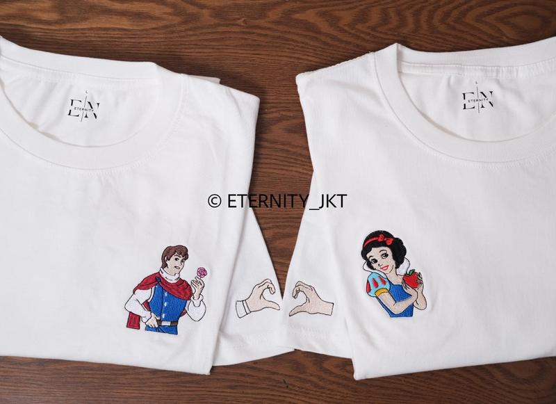 Product Introduction of kaos couple Snow white & Prince cotton combed 20s premium[free sticker&readystock] 2