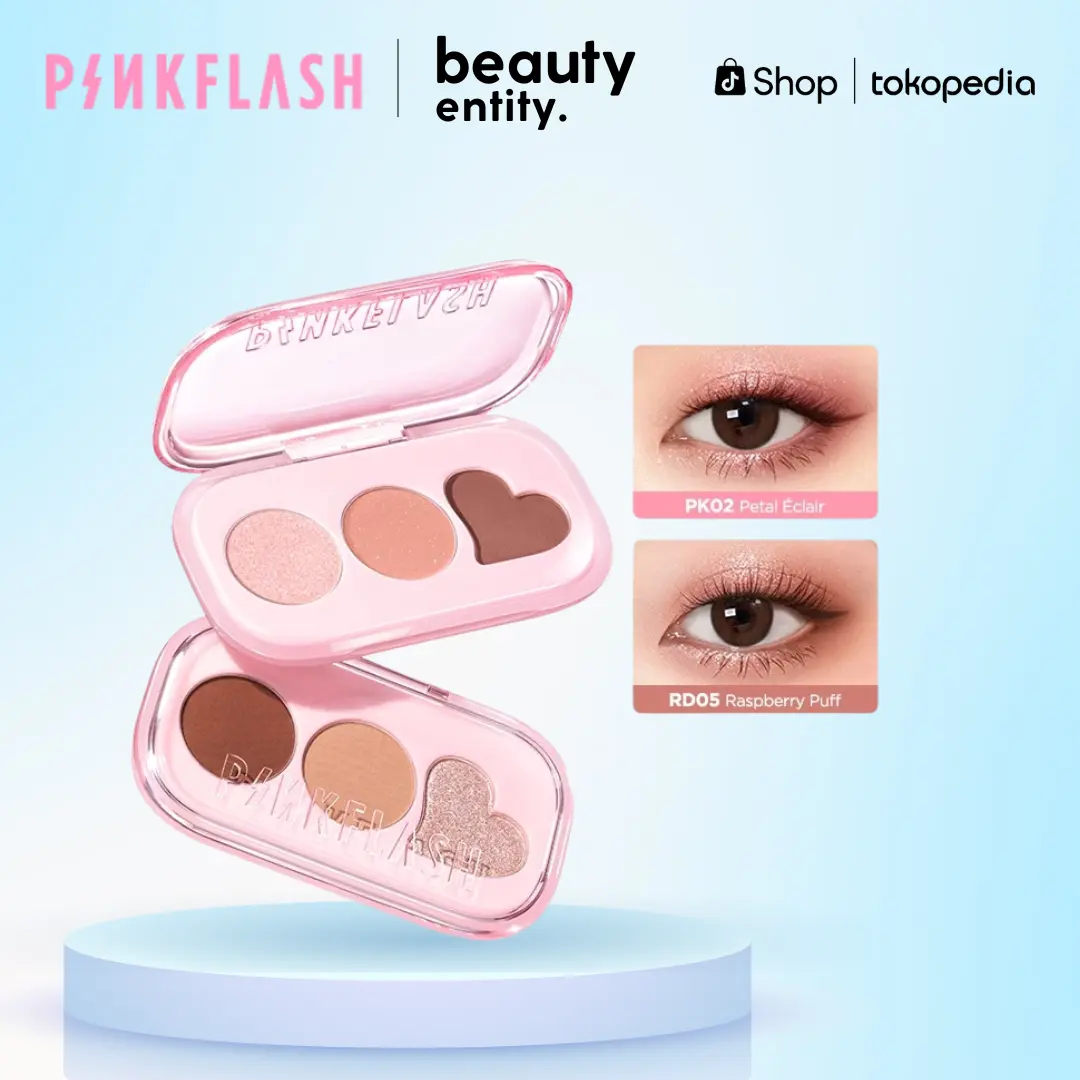 (NEW) PINKFLASH Eyeshadow Palette 3 Shades Glitter & Matte – High Pigment, Waterproof, Tahan Lama, Mudah Di-blend PF-E47