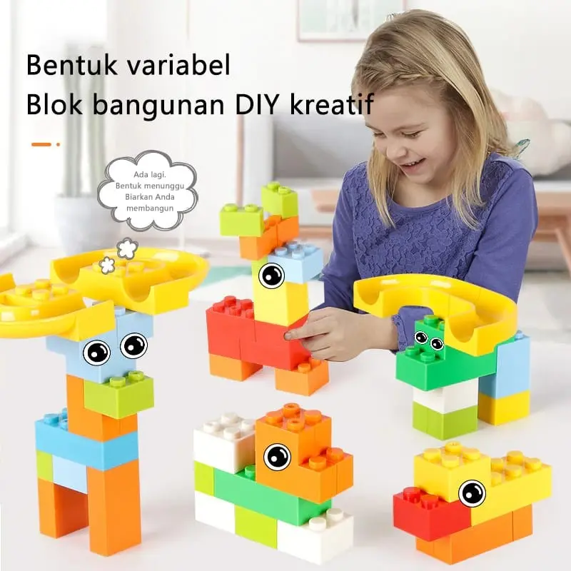 Mainan Brick Balok Susun Anak DIY Puzzle Marble Run Building Block 5