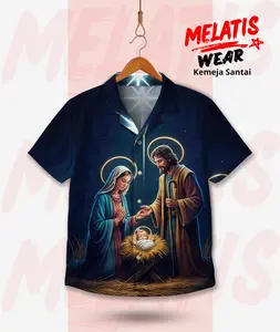 MELATIS WEAR Kemeja Kelahiran Yesus – Kemeja Natal Nativity Scene Kristiani Unisex | MW-190