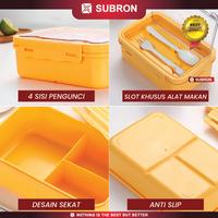 Gambar SUBRON Lunch Box Rantang 1100ML 3 Grid Free Sendok Garpu Food Grade Misting Bekal Makan Siang Kotak Wadah - KUNING dari SUBRON KITCHENWARE Kab. Bandung 2 Tokopedia