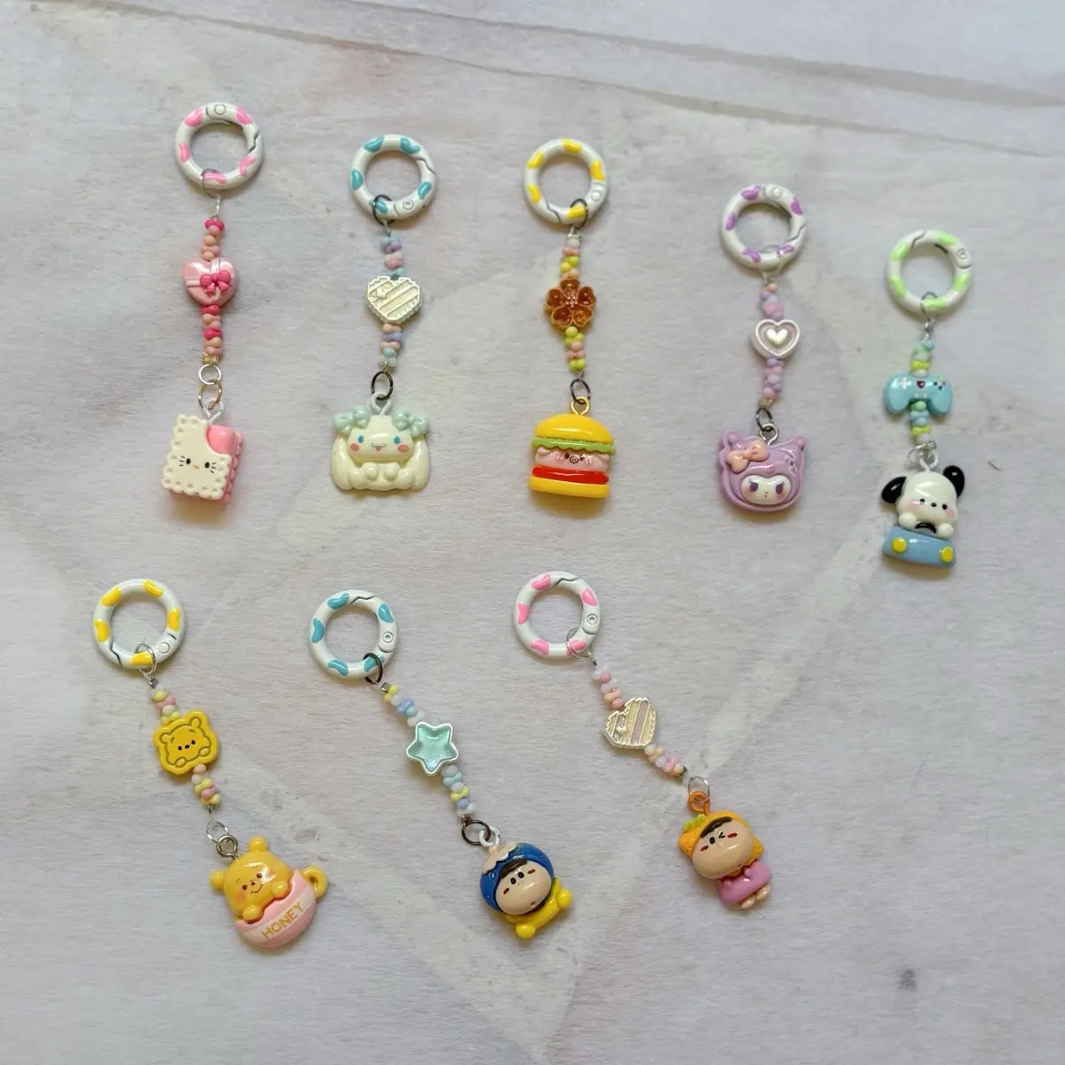 Mini Charm Keychains (Food resin, Characters)