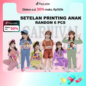 Paket Hemat Setelan Anak Perempuan Polos Motif Random 6 Pcs Usia 1-8 Tahun - Fashion
