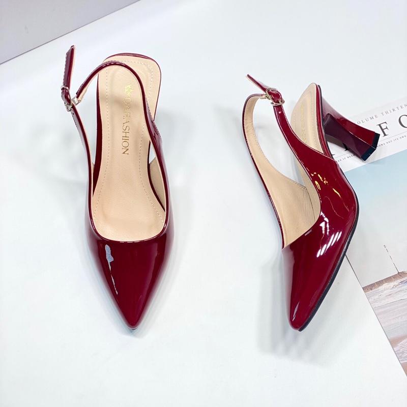 [ SIZE 35-42 ] Cao 5-7p GIÀY SỤC HẬU MŨI NHỌN Khoá Cạnh- DA BÓNG sang trọng, thanh lịch