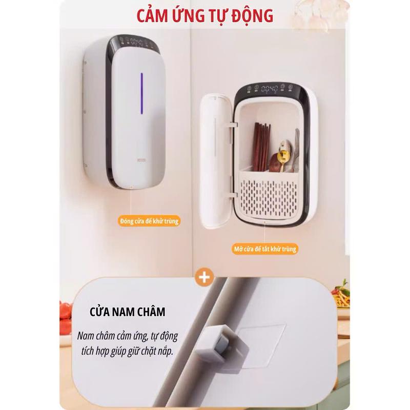 Máy Sấy Khử Khuẩn Đũa Thìa ECOCO Cao Cấp, Máy Khử Trùng Tiệt Trùng Đũa Thìa Bằng Tia UV - Tiêu Diệt 99% Vi Khuẩn , Chống Ẩm Mốc Và Mùi Hôi Hiệu Quả